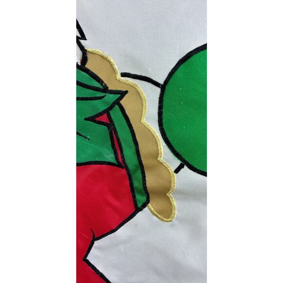 Juggling Christmas Bulbs Colorful White Bear Embroidered Hvywght Outdoor Flag - Picture 3 of 7